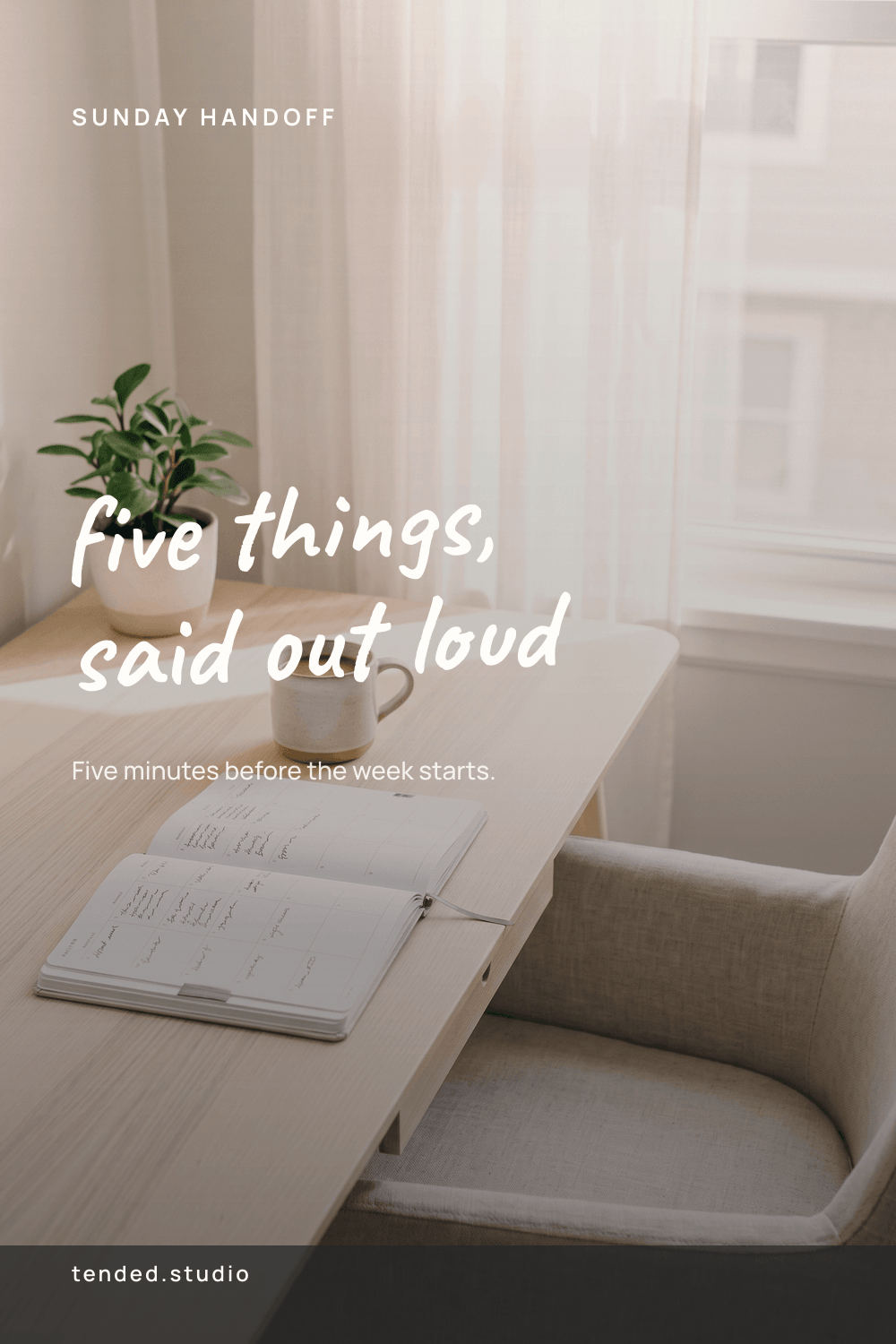 SUNDAY HANDOFF — five things, said out loud — Five minutes before the week starts.